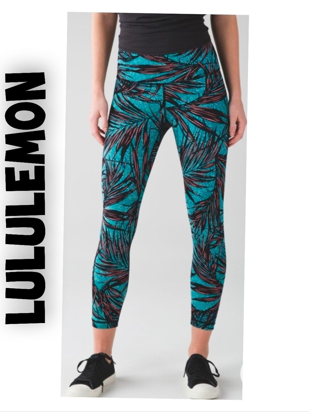 lululemon athletica Teal & Dark Purple Leaf Print Leggings